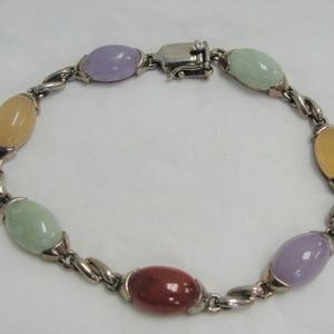 925 Mult-Color Cabochon Stone Bracelet